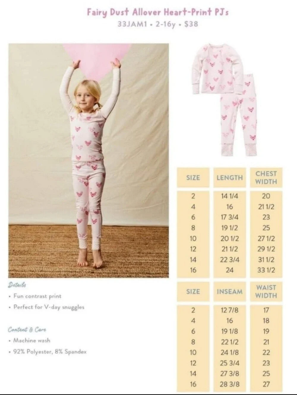 Matilda Jane Nwt Size 10 Fairy Dust Allover Heart Print PJ'S Pajama Set Nwt